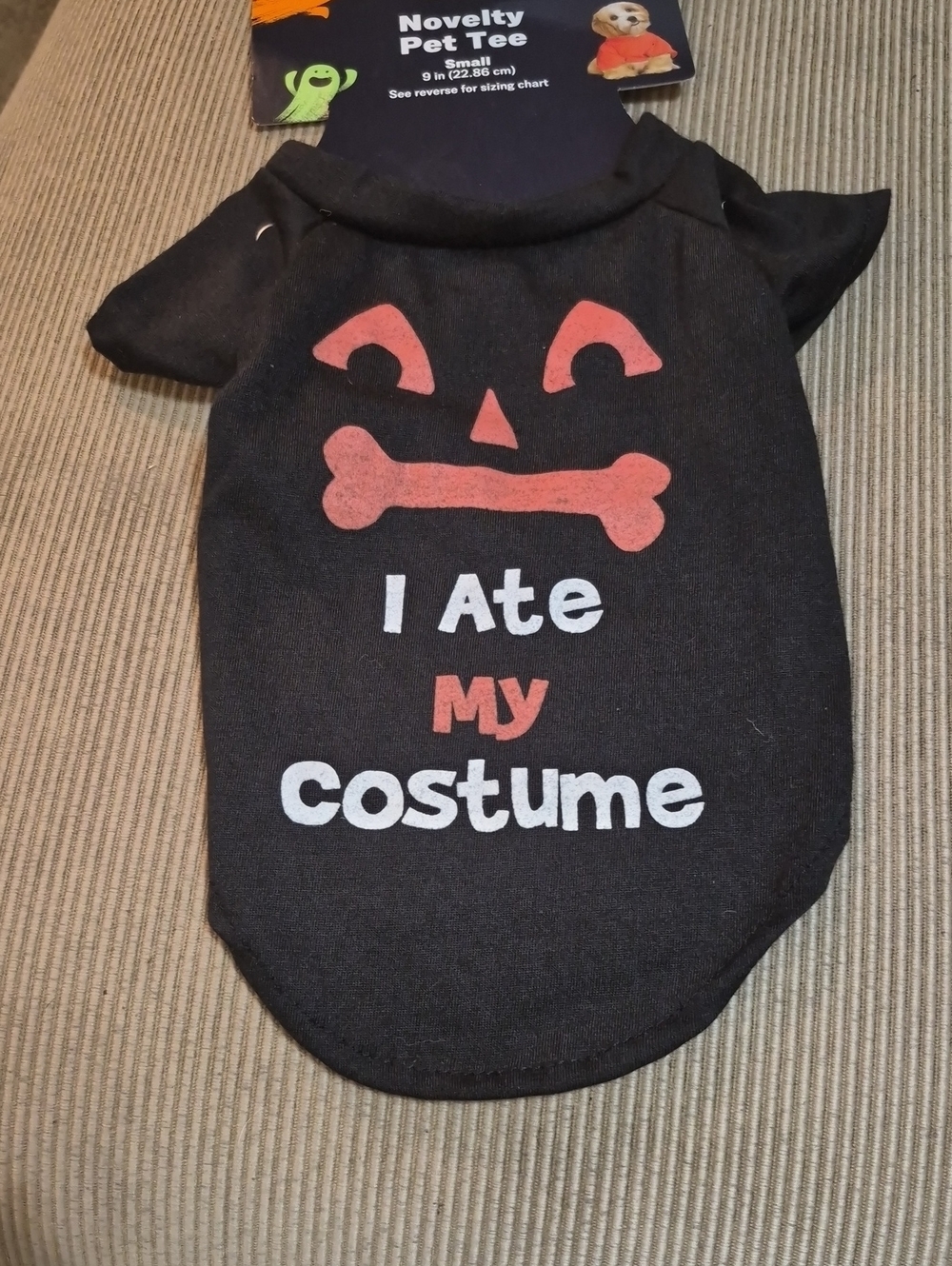 Novelty Pet Tee "I Ate My Costume" Halloween Dog Shirt - Black & Orange